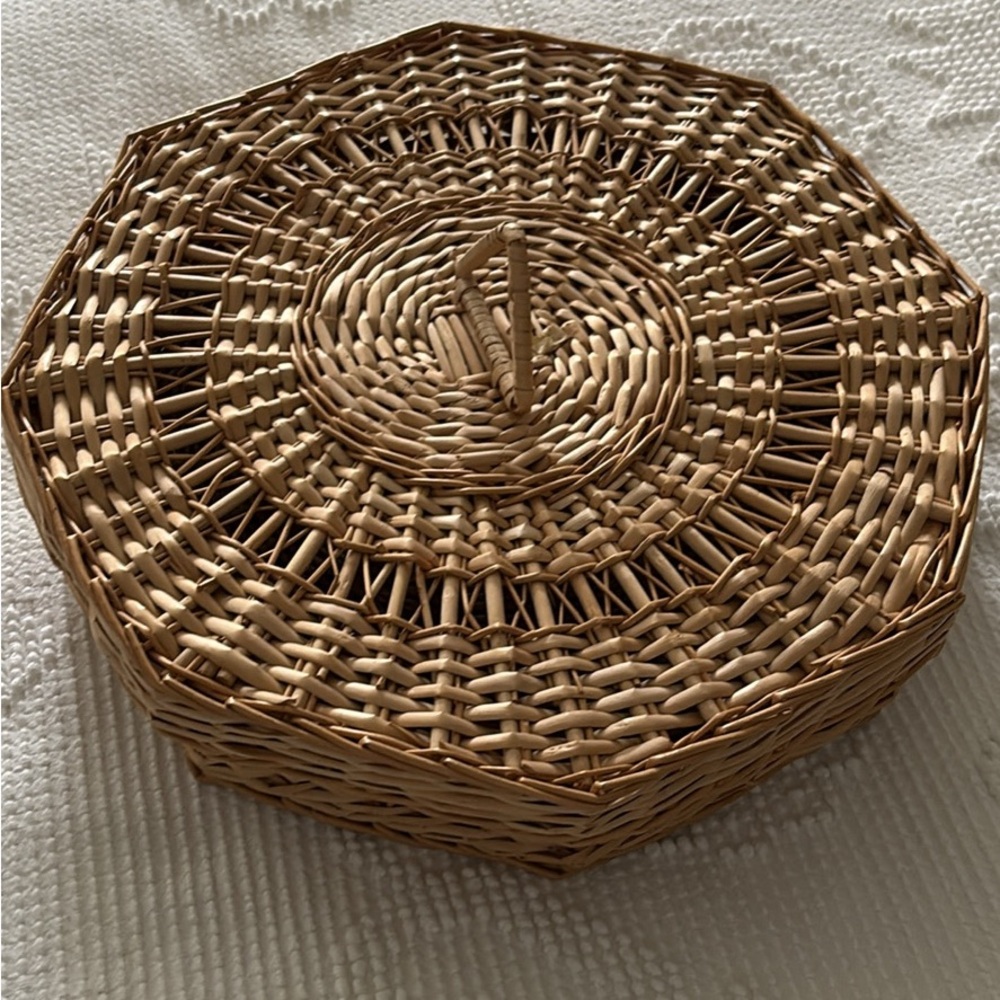Boho Woven Basket with Lid